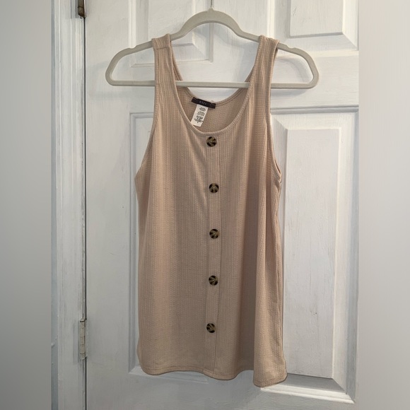 Size small oatmeal cream beige waffle knit tank top - Picture 1 of 4